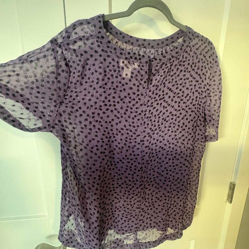 LOFT Purple Polka Dot Blouse & Under Tank Top